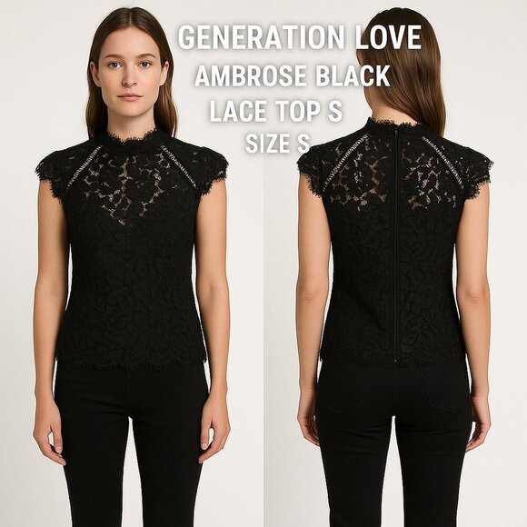 GENERATION LOVE AMBROSE BLACK LACE TOP SIZE S - Picture 1 of 10